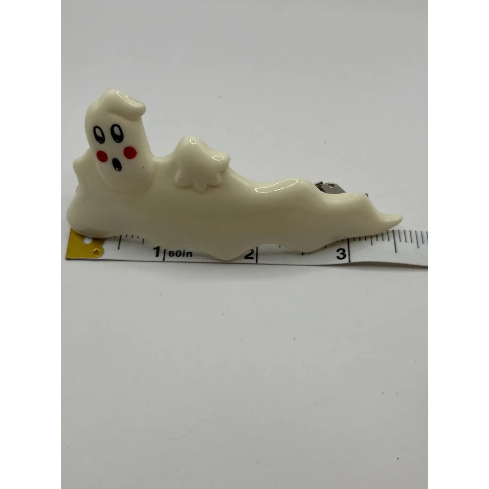 VTG 80s Ghost Hair Clip French Barrette Cream White Halloween Accessory‎